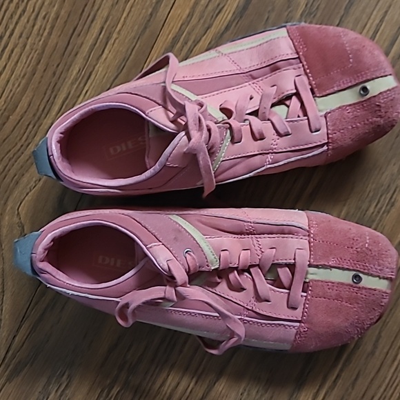 Vintage Y2K Diesel Women's Kimura Lace Up Leather Sneakers Pink Size 8 AWESOME! - Picture 2 of 8